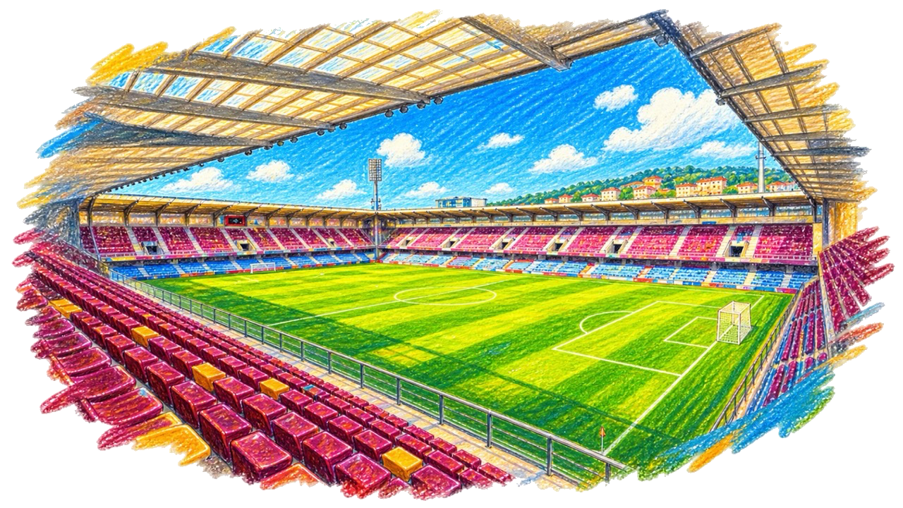 Ilustración del Estadio Municipal de Pasarón visto desde la grada